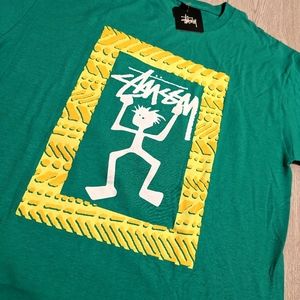 New Stussy Large Men Green Raggamon Tee